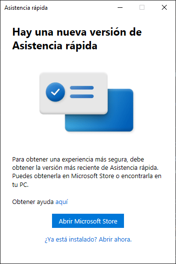 Actualizar asistencia rápida desde Microsoft Store