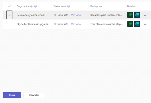 Creación de carga de trabajo en Teams